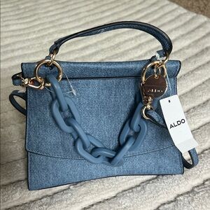 Aldo Denim Blue Mini Bag with Gold Accents